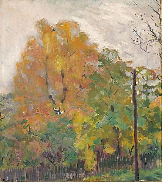 Deciduous trees in fall suit with cuts, Bernhard Folkestad